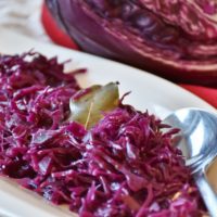 shredded red cabbage, cooked, on a plate