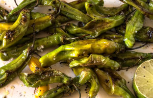 cooked shishito peppers