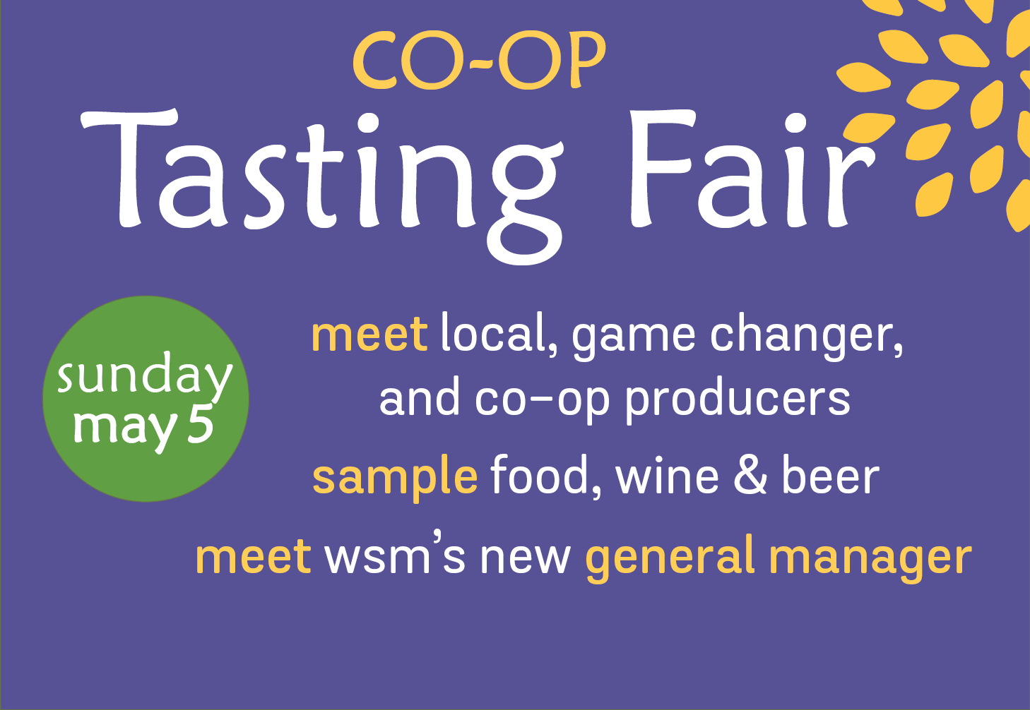 This Sunday: Co-op Tasting Fair